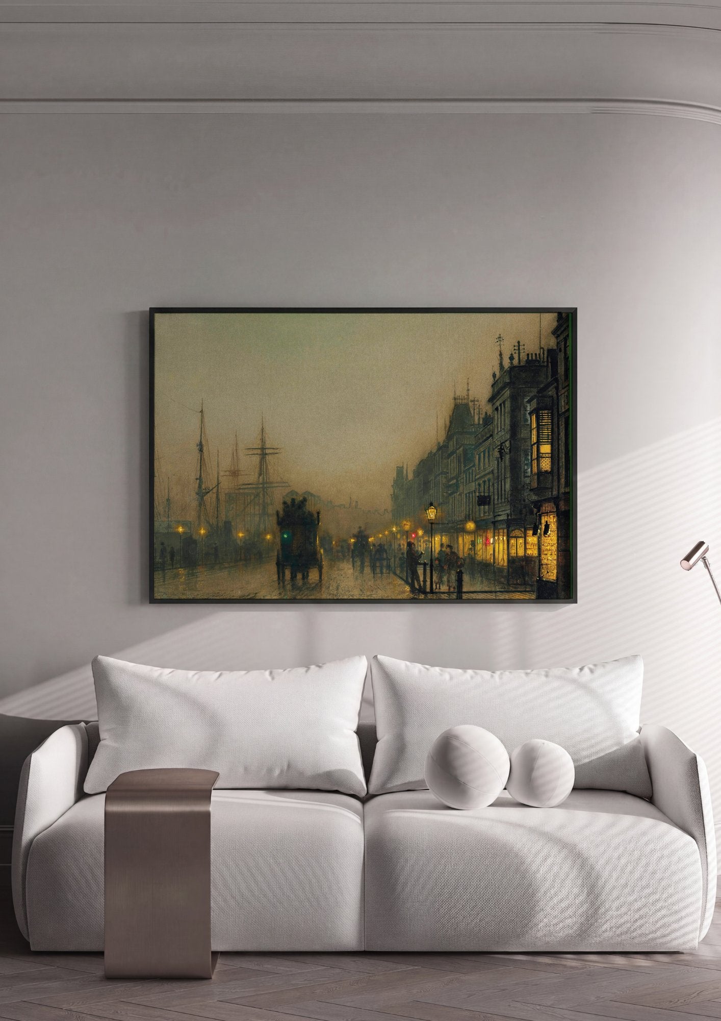 Quadro Decorativo Noite Nebulosa em Londres - J. A. Grimshaw em ambiente decorado