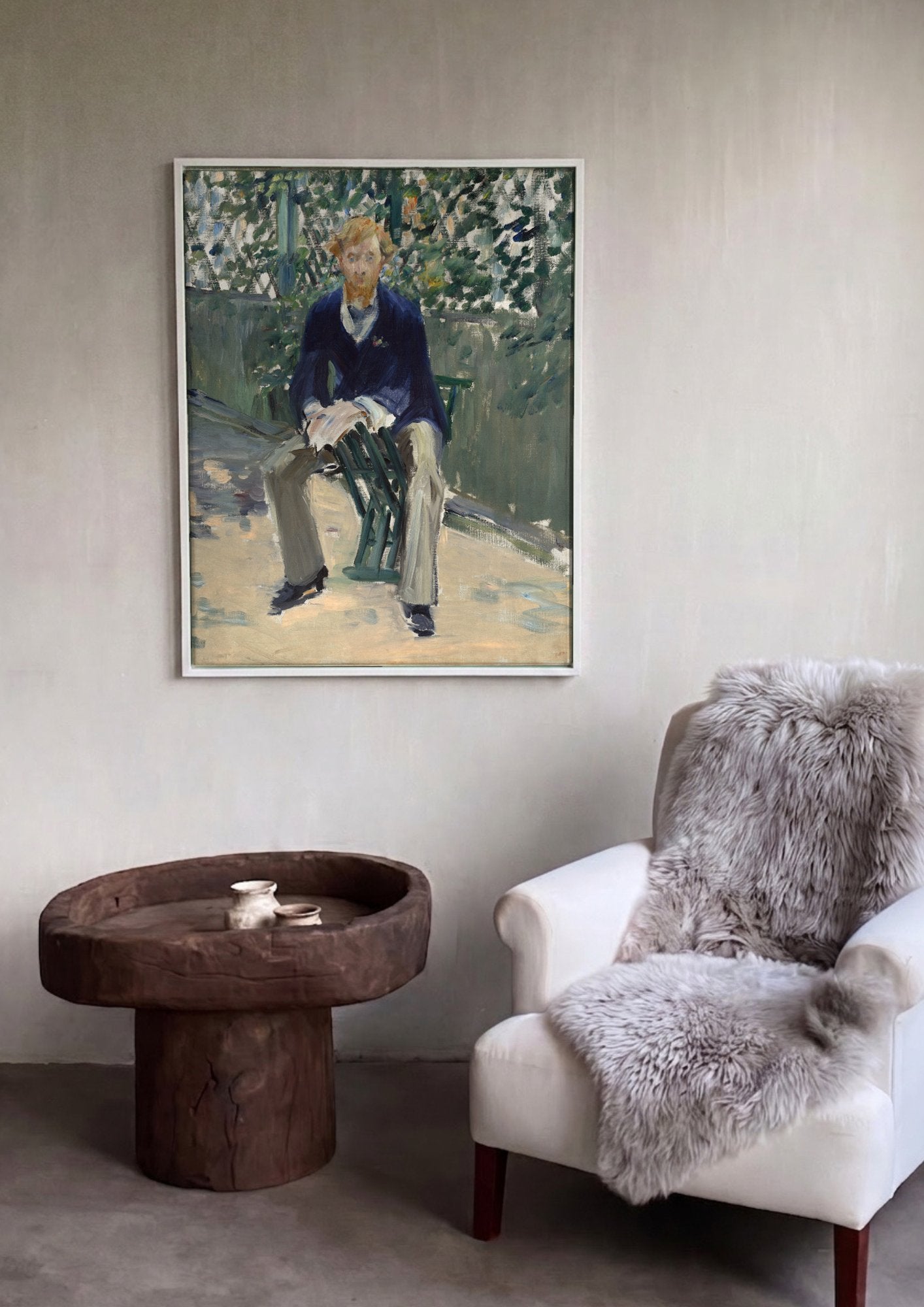 Quadro Decorativo Retrato de Claude Monet - Édouard Manet em ambiente decorado