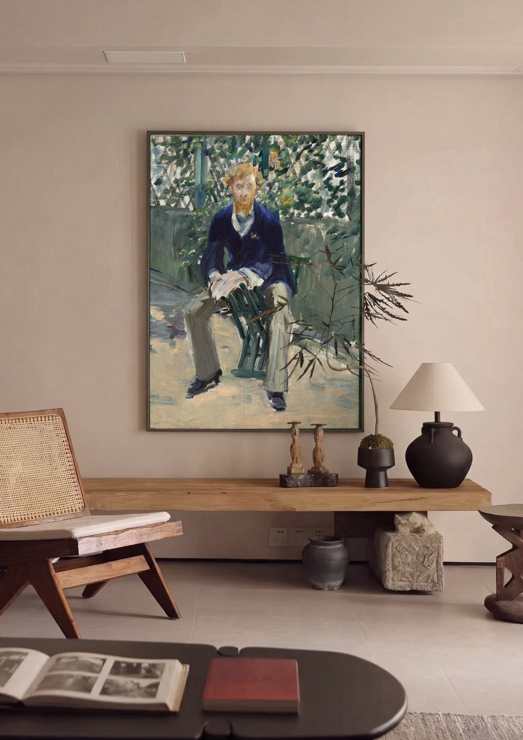 Quadro Decorativo Retrato de Claude Monet - Édouard Manet em ambiente decorado