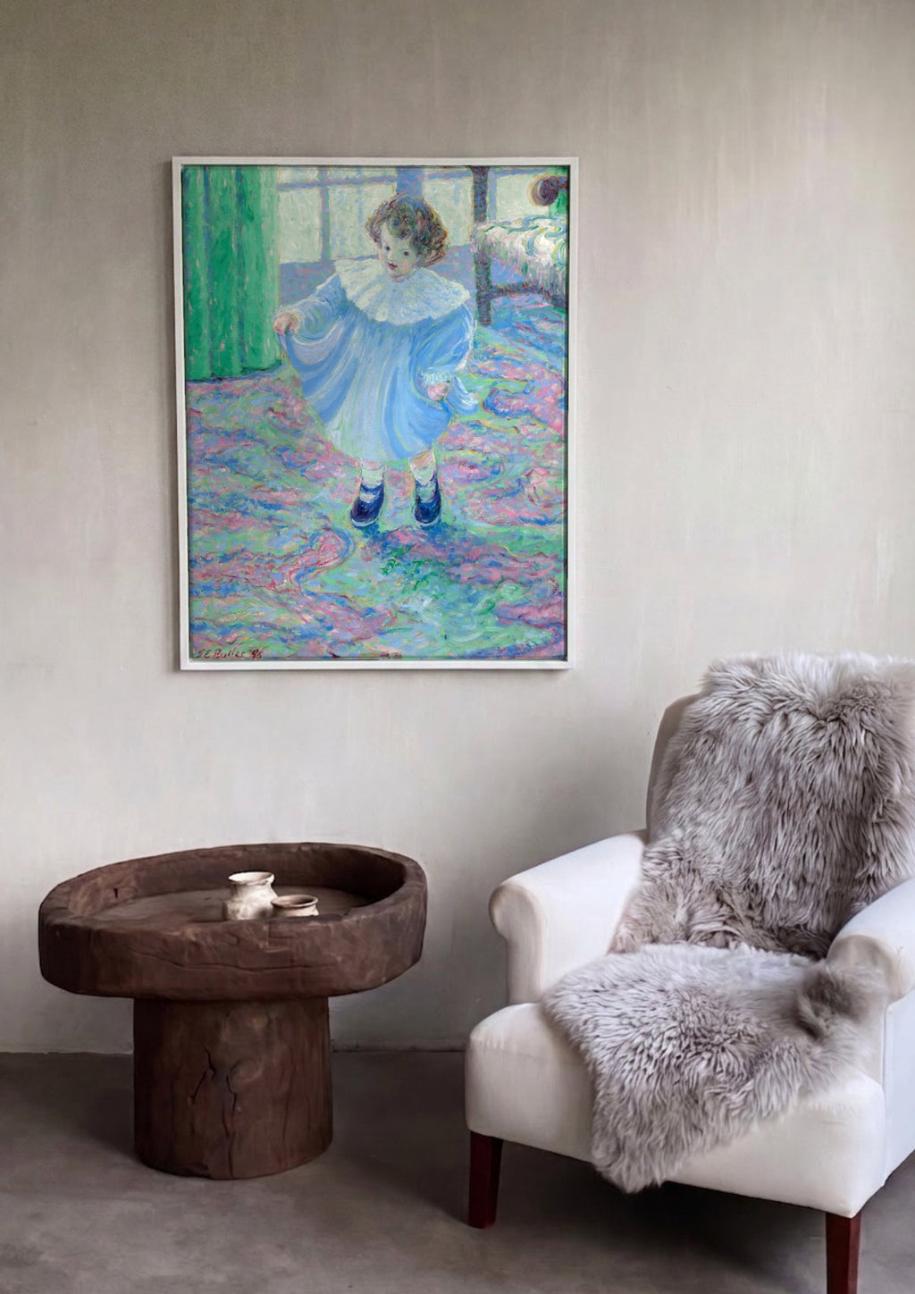 Quadro Decorativo Criança Brincando - Monet (Atribuído) em ambiente decorado