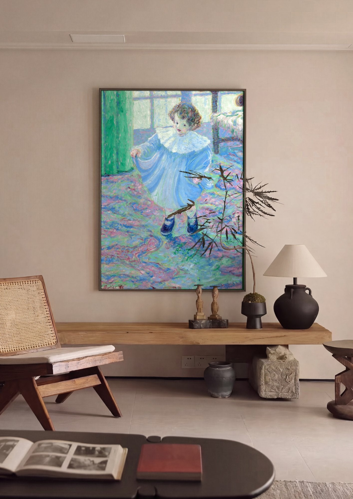 Quadro Decorativo Criança Brincando - Monet (Atribuído) em ambiente decorado