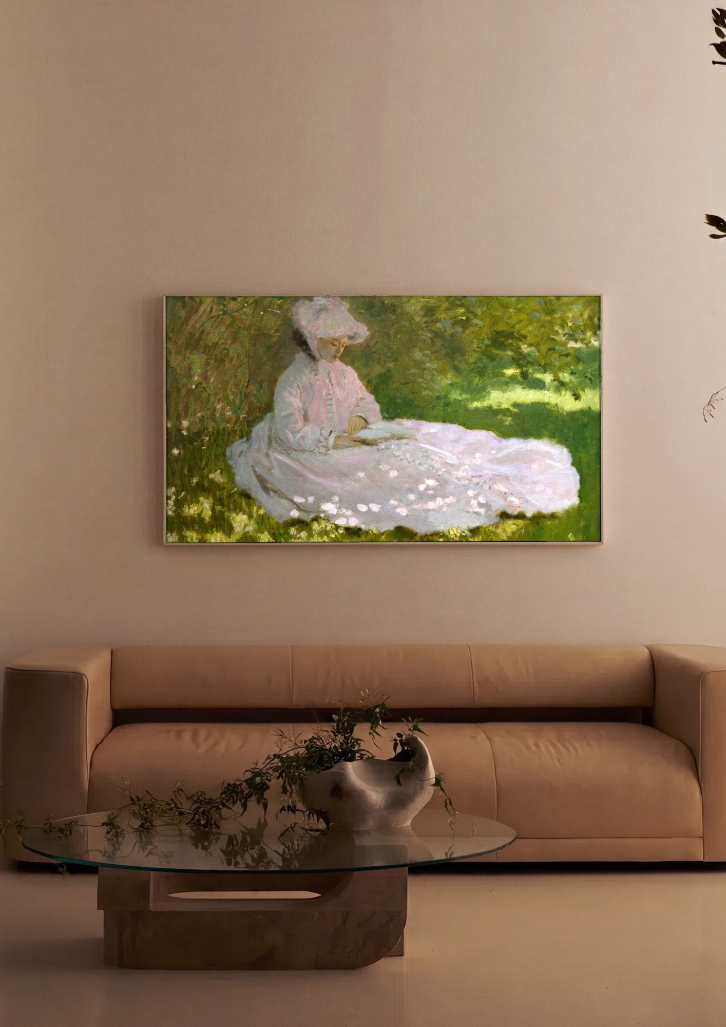 Quadro Decorativo A Leitura (Camille Monet) - Claude Monet em ambiente decorado