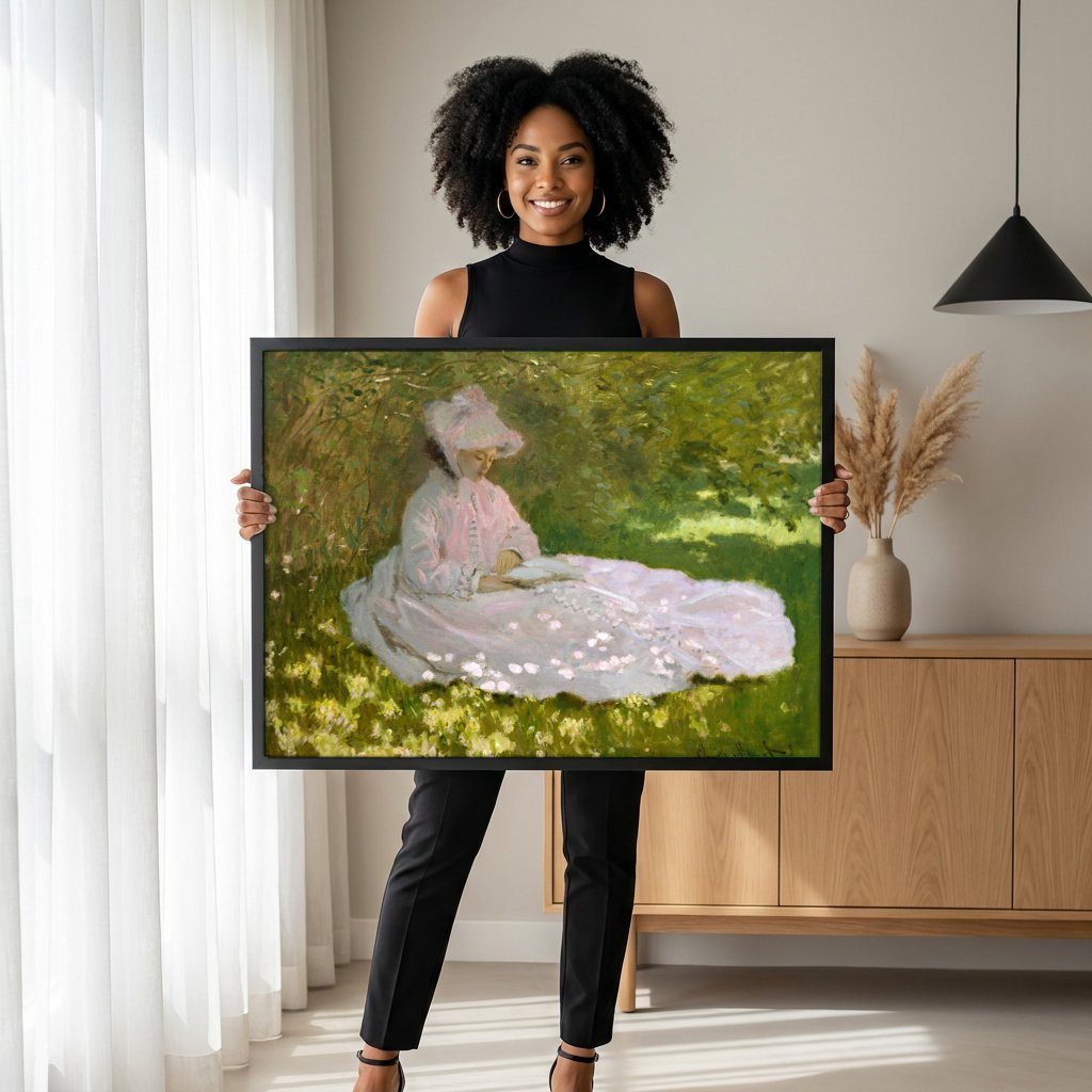 Quadro Decorativo A Leitura (Camille Monet) - Claude Monet com modelo em ambiente