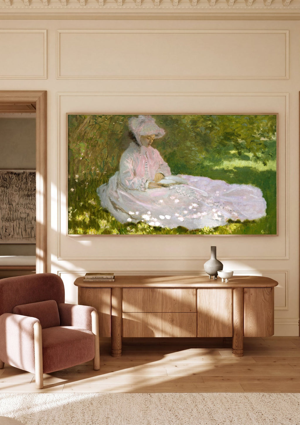 Quadro Decorativo A Leitura (Camille Monet) - Claude Monet em ambiente decorado