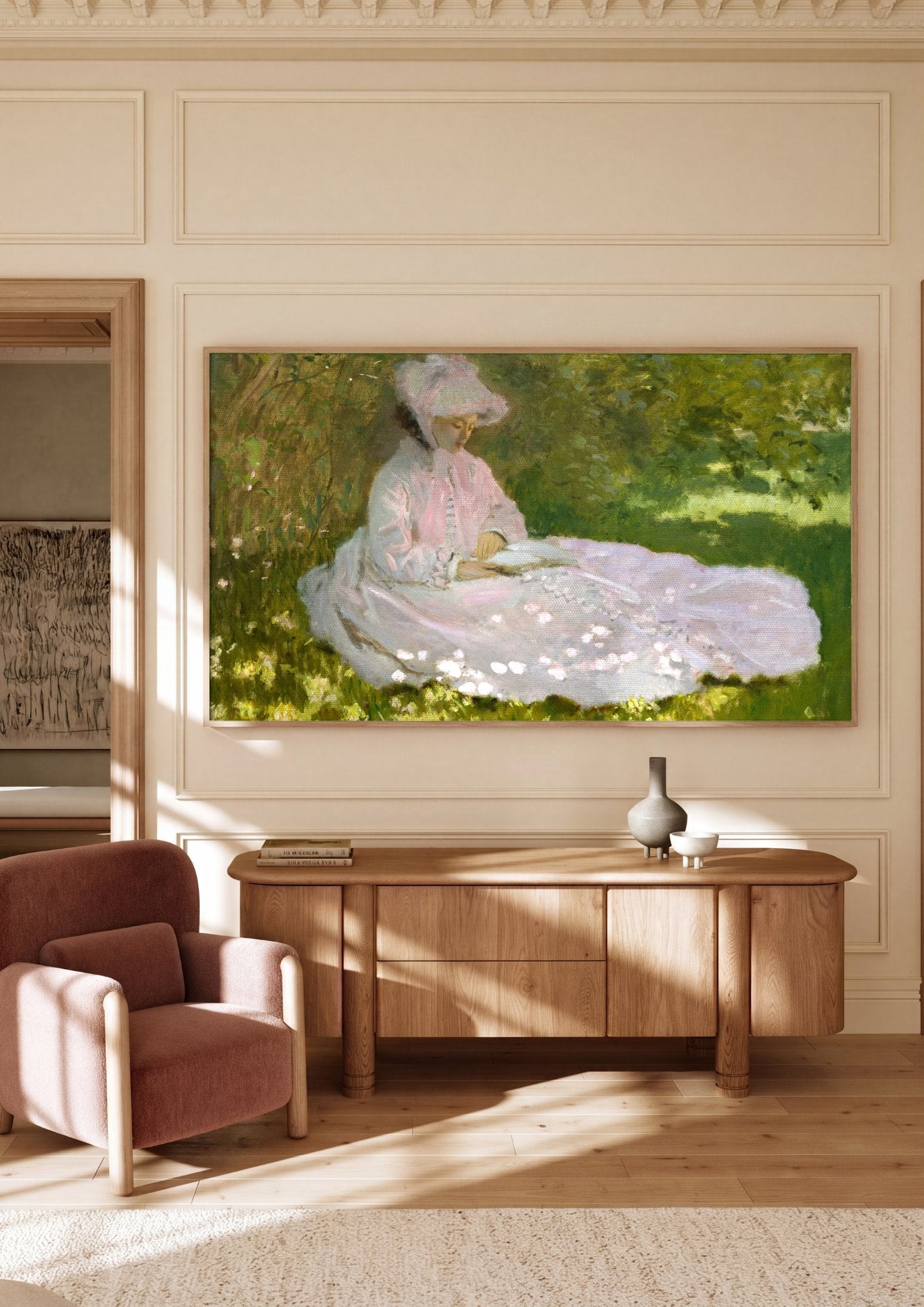 Quadro Decorativo A Leitura (Camille Monet) - Claude Monet em ambiente decorado