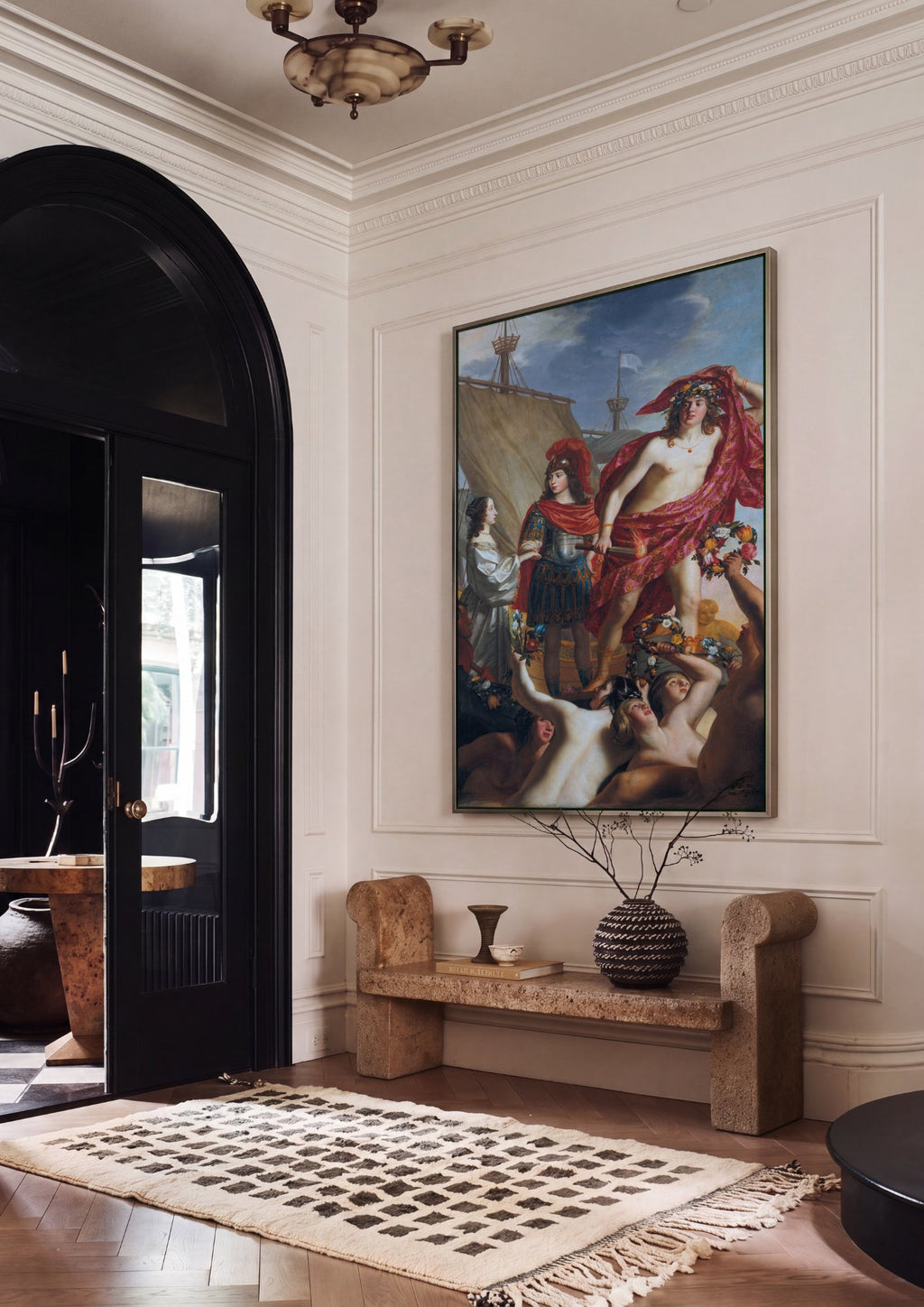 Quadro Decorativo A Chegada de Baco - Honthorst em ambiente decorado