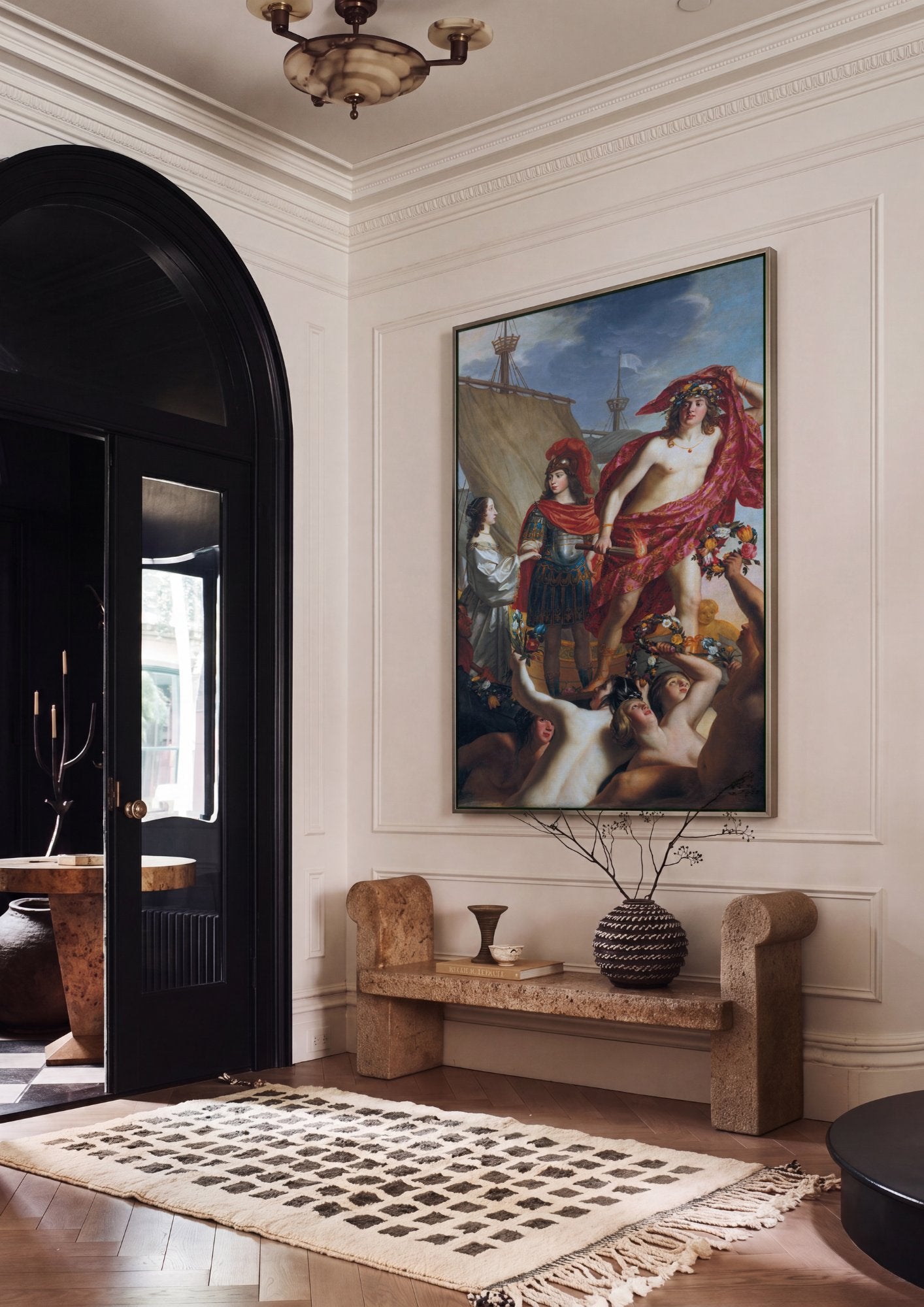 Quadro Decorativo A Chegada de Baco - Honthorst em ambiente decorado