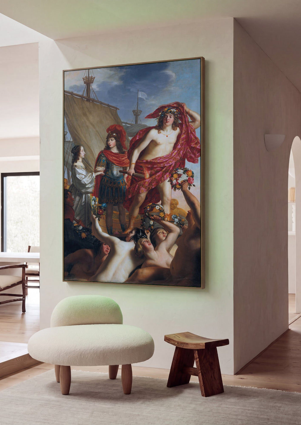 Quadro Decorativo A Chegada de Baco - Honthorst em ambiente decorado