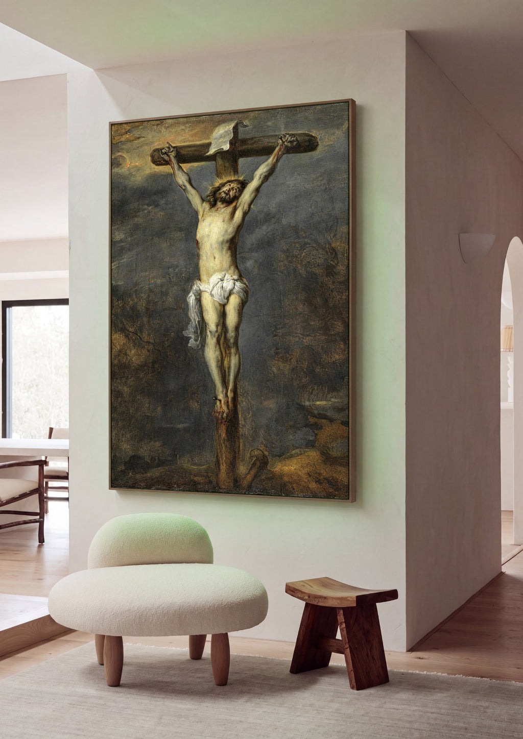 Quadro Decorativo Cristo na Cruz - Anthony van Dyck em ambiente decorado