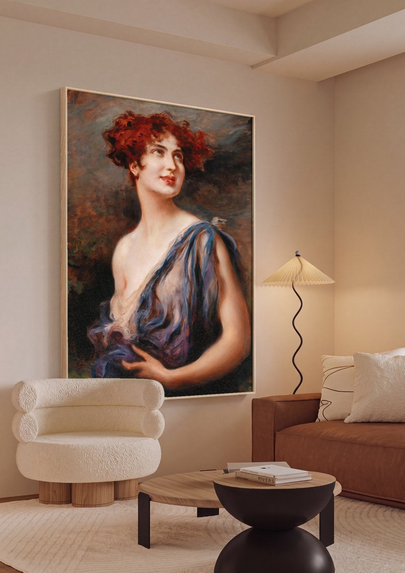 Quadro Decorativo Retrato Feminino - Leopold Schmutzler em ambiente decorado