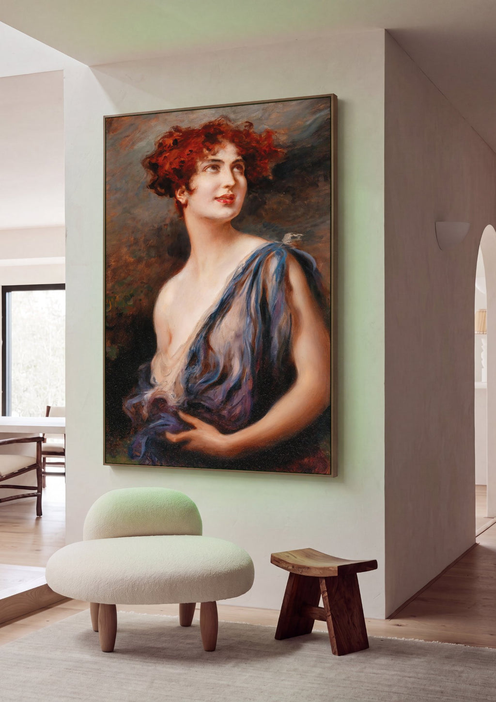 Quadro Decorativo Retrato Feminino - Leopold Schmutzler em ambiente decorado