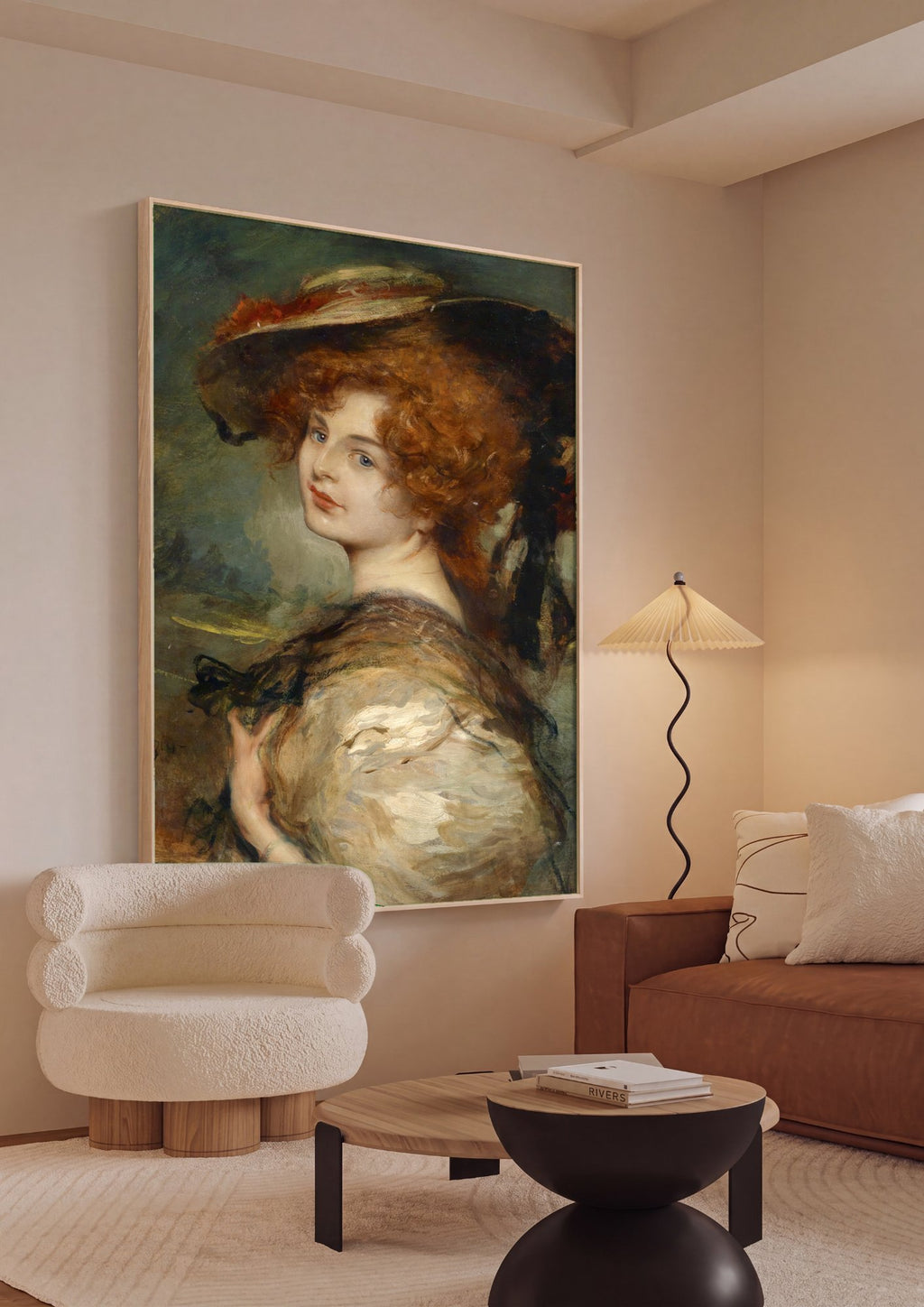 Quadro Decorativo A Dama do Chapéu - Leopold Schmutzler em ambiente decorado