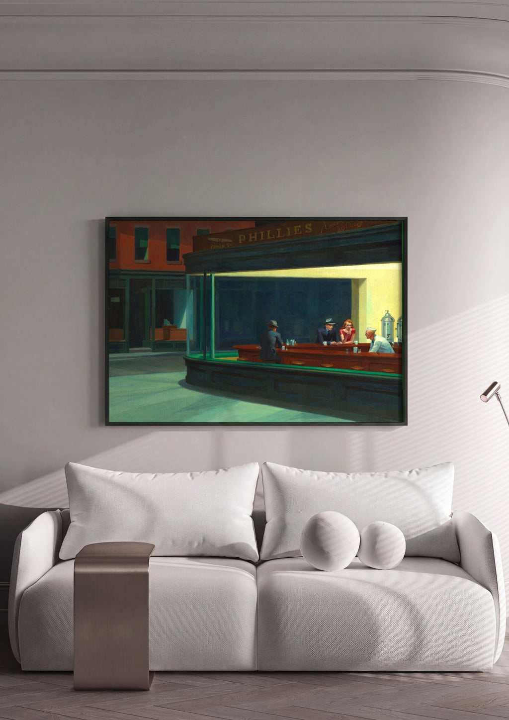 Quadro Decorativo Nighthawks - Edward Hopper em ambiente decorado