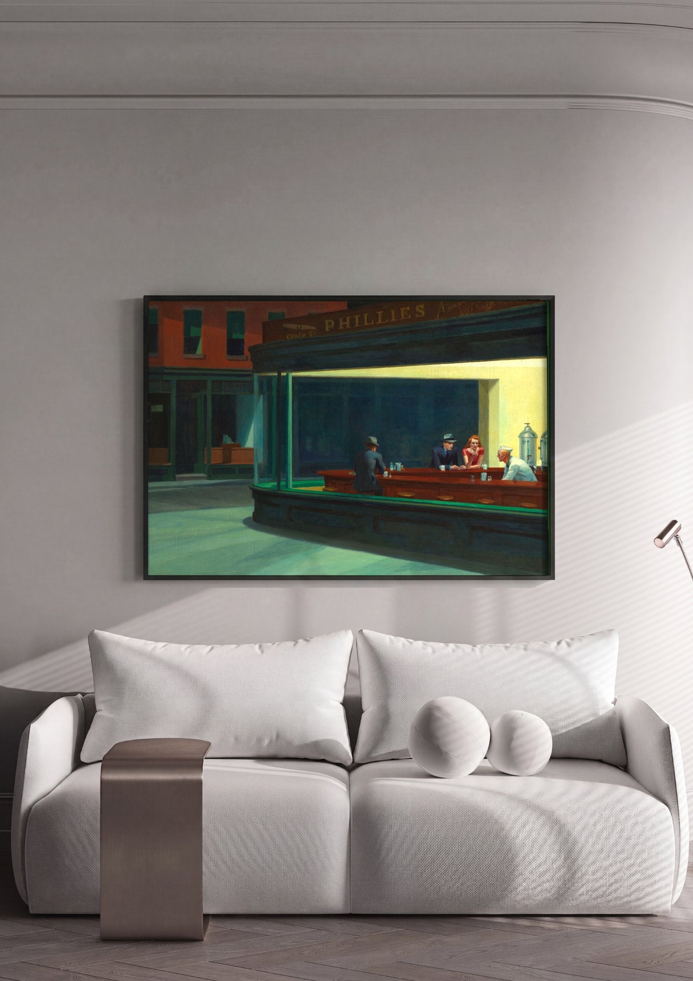 Quadro Decorativo Nighthawks - Edward Hopper em ambiente decorado