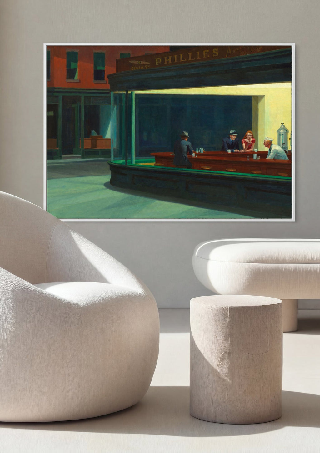 Quadro Decorativo Nighthawks - Edward Hopper em ambiente decorado