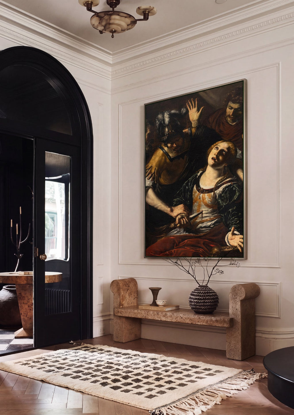 Quadro Decorativo A Morte de Lucrécia - Orazio Borgianni em ambiente decorado