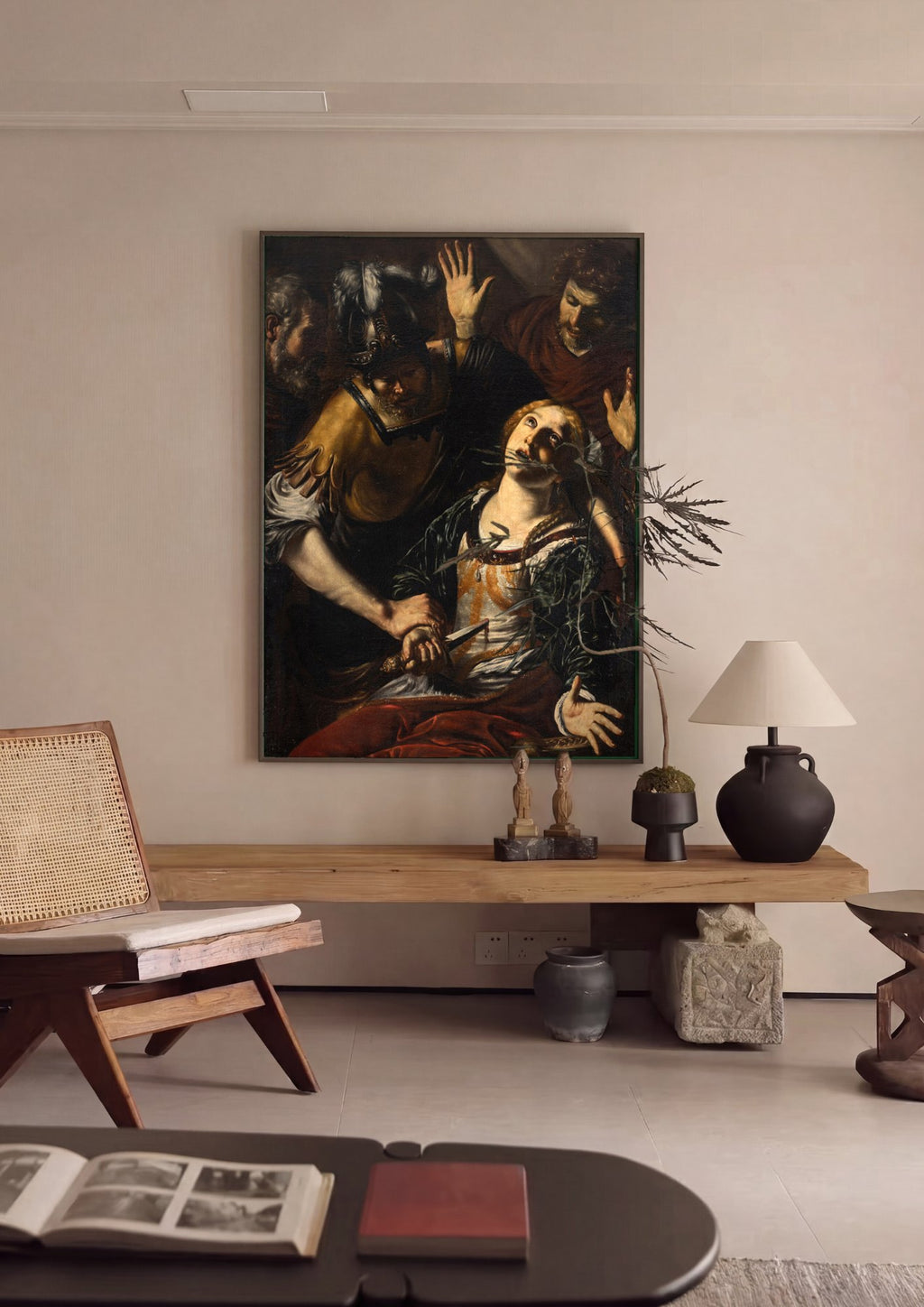 Quadro Decorativo A Morte de Lucrécia - Orazio Borgianni em ambiente decorado