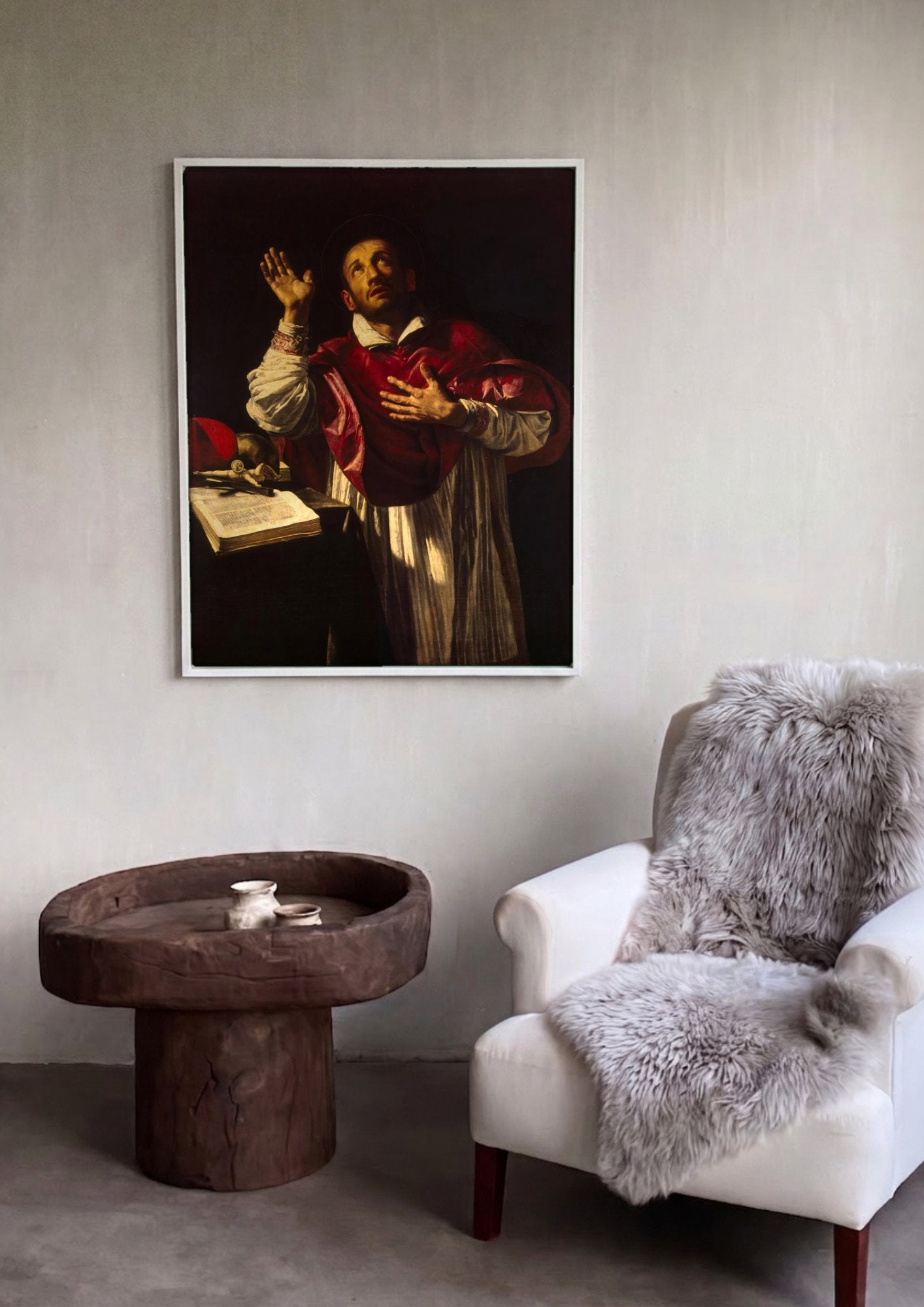 Quadro Decorativo São Carlos Borromeu - Orazio Borgianni em ambiente decorado