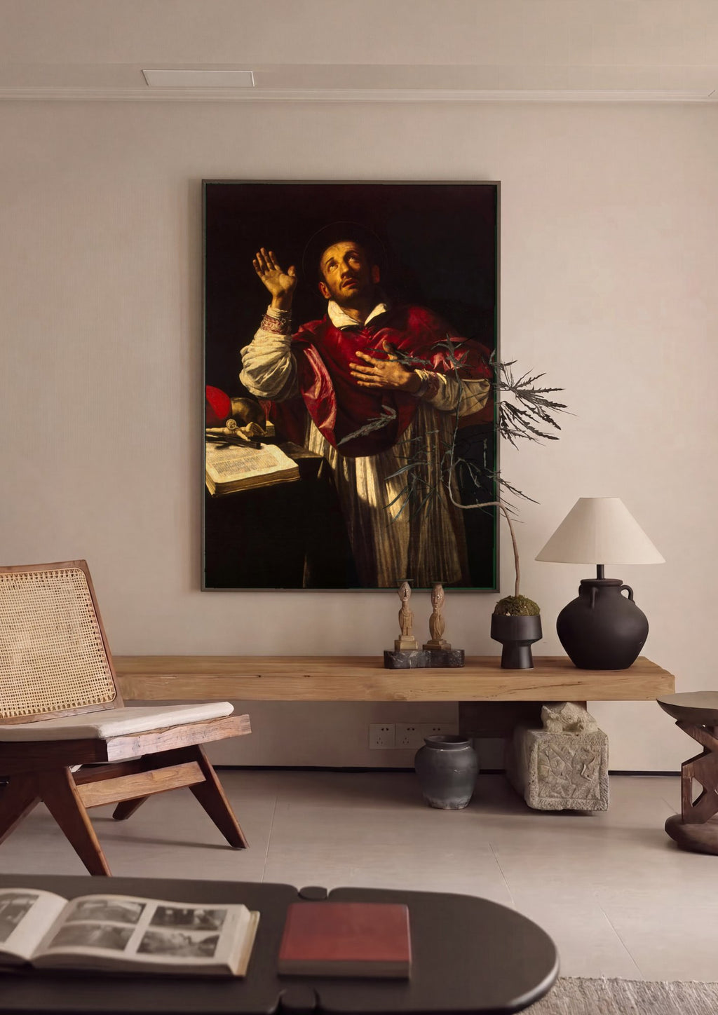 Quadro Decorativo São Carlos Borromeu - Orazio Borgianni em ambiente decorado