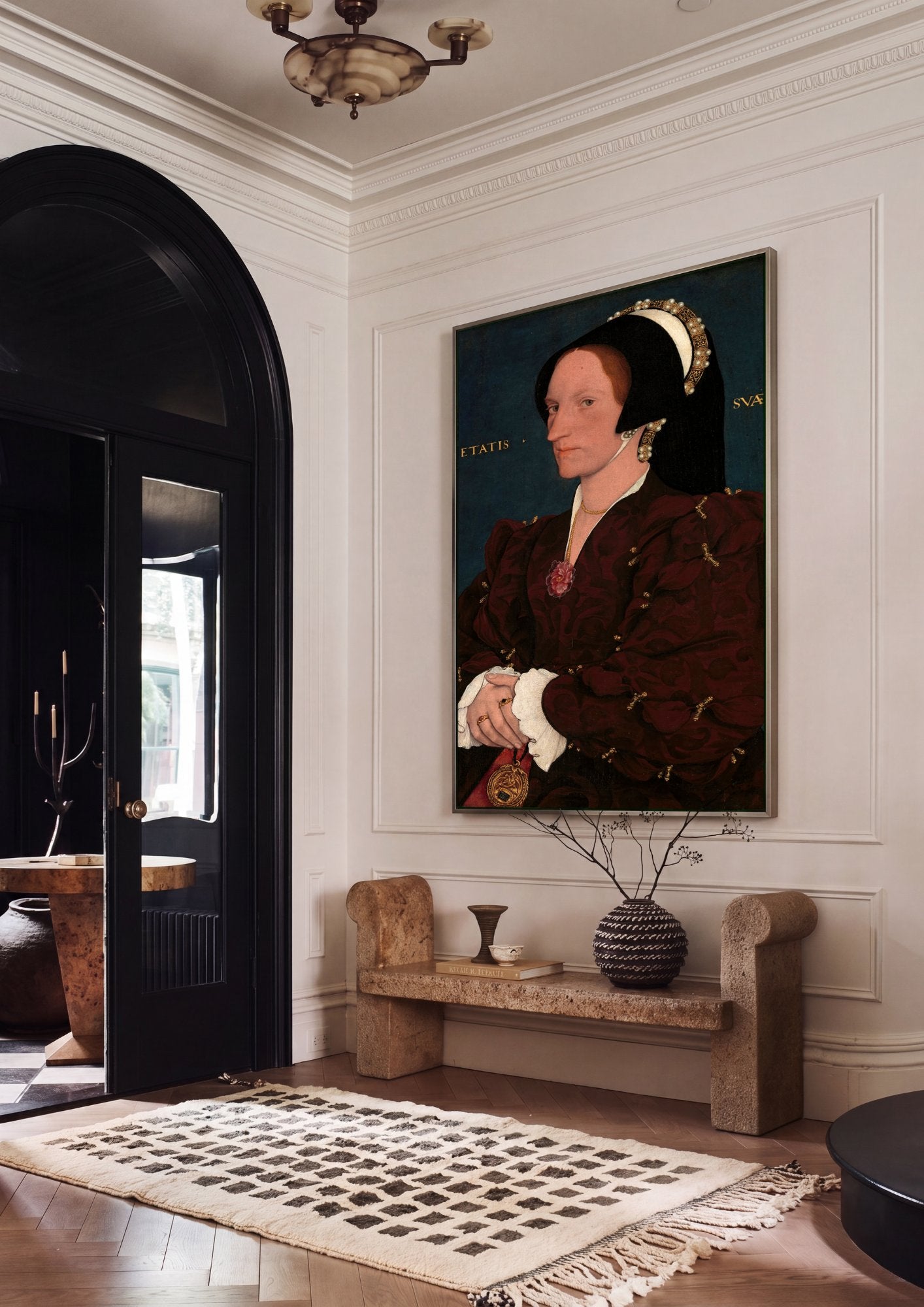 Quadro Decorativo Retrato de uma Senhora - Hans Holbein, o Jovem em ambiente decorado