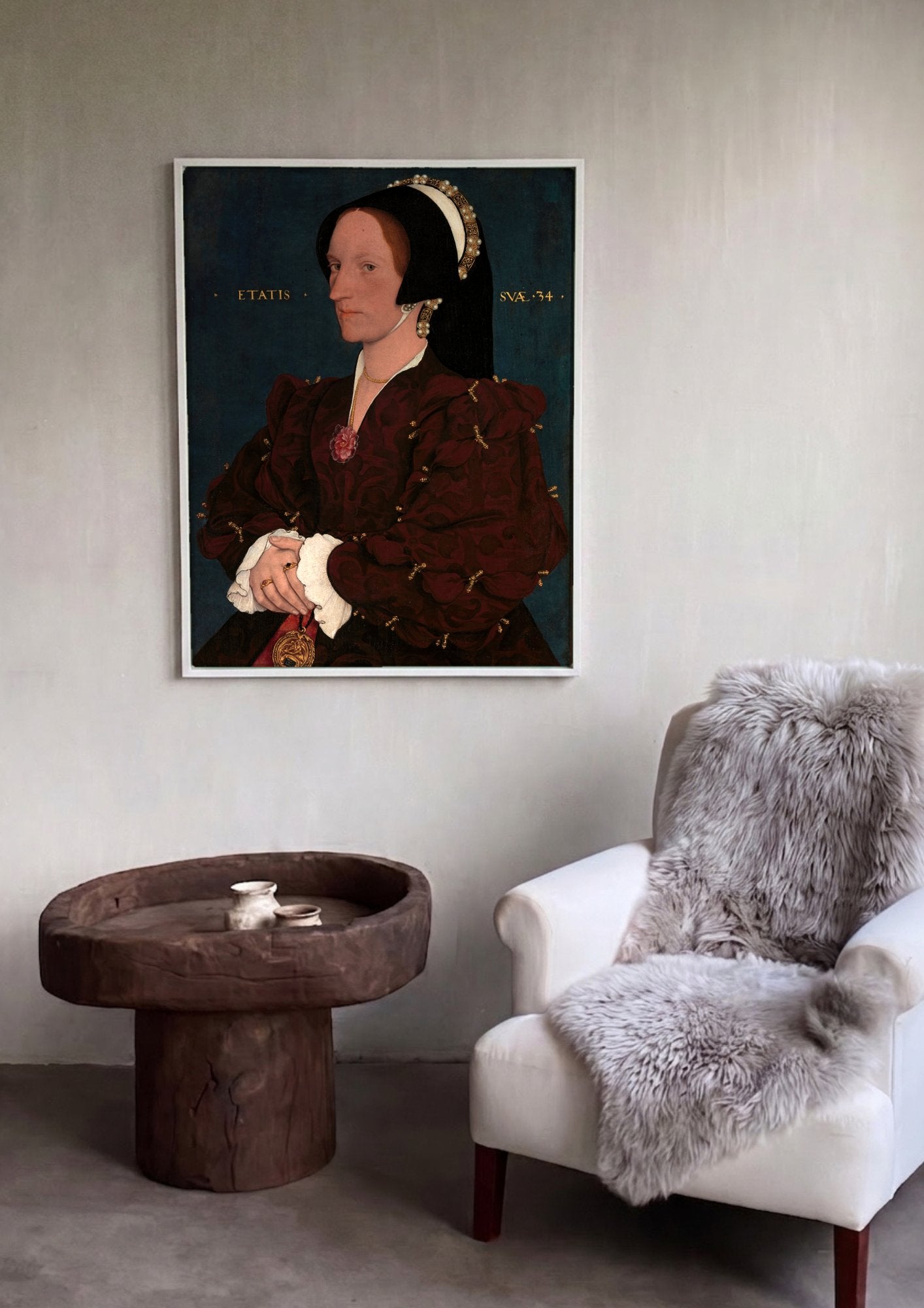 Quadro Decorativo Retrato de uma Senhora - Hans Holbein, o Jovem em ambiente decorado