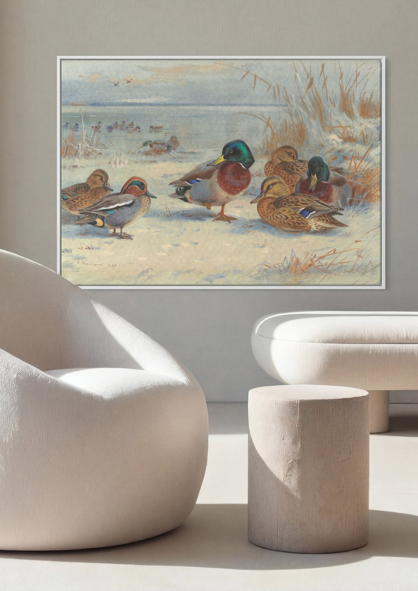 Quadro Decorativo Patos no Inverno - Thorburn em ambiente decorado