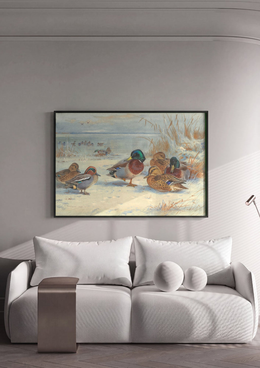 Quadro Decorativo Patos no Inverno - Thorburn em ambiente decorado