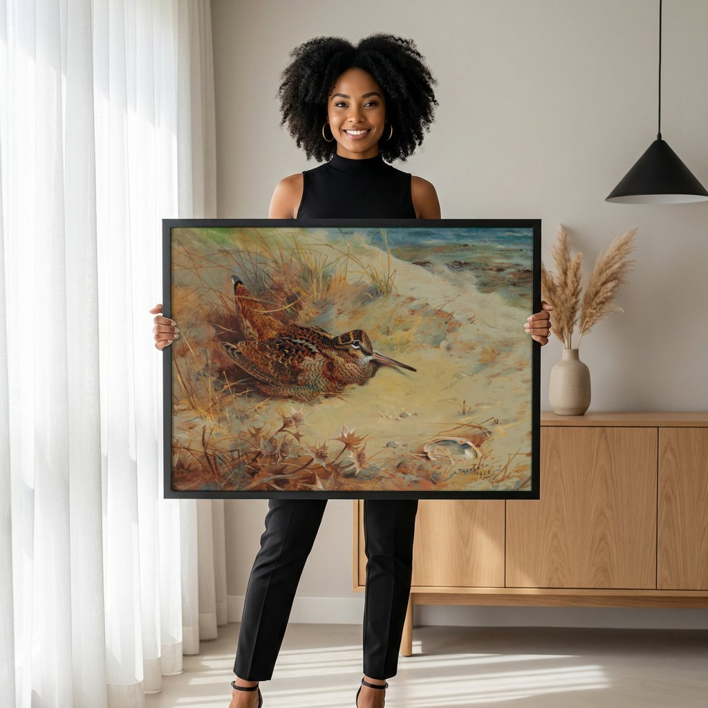 Quadro Decorativo Maçarico na Duna - Thorburn com modelo em ambiente