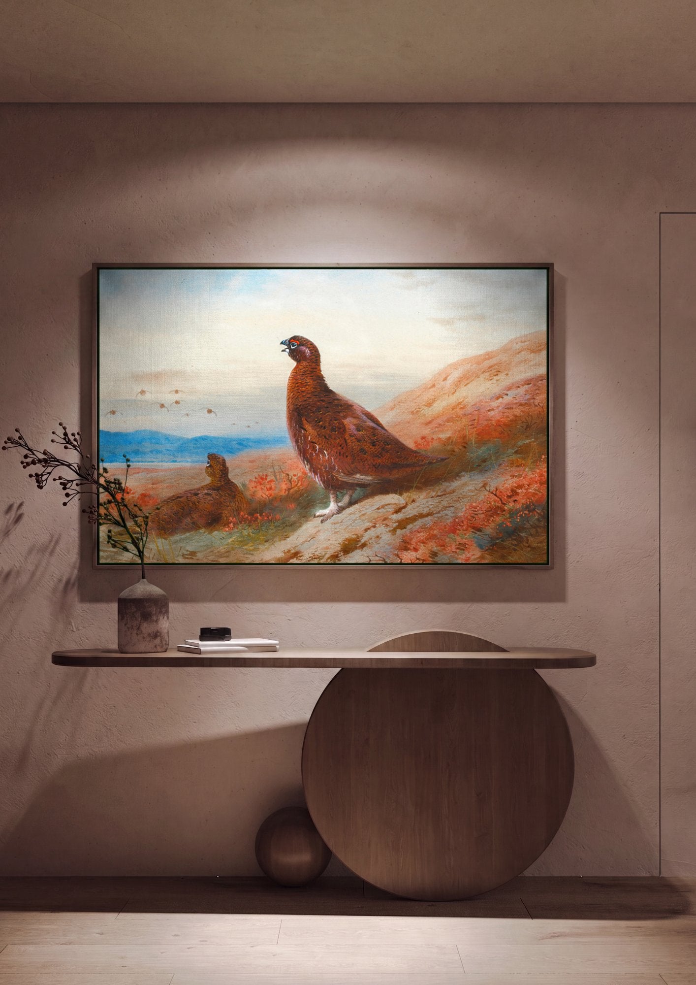 Quadro Decorativo Aves da Charneca - Thorburn em ambiente decorado
