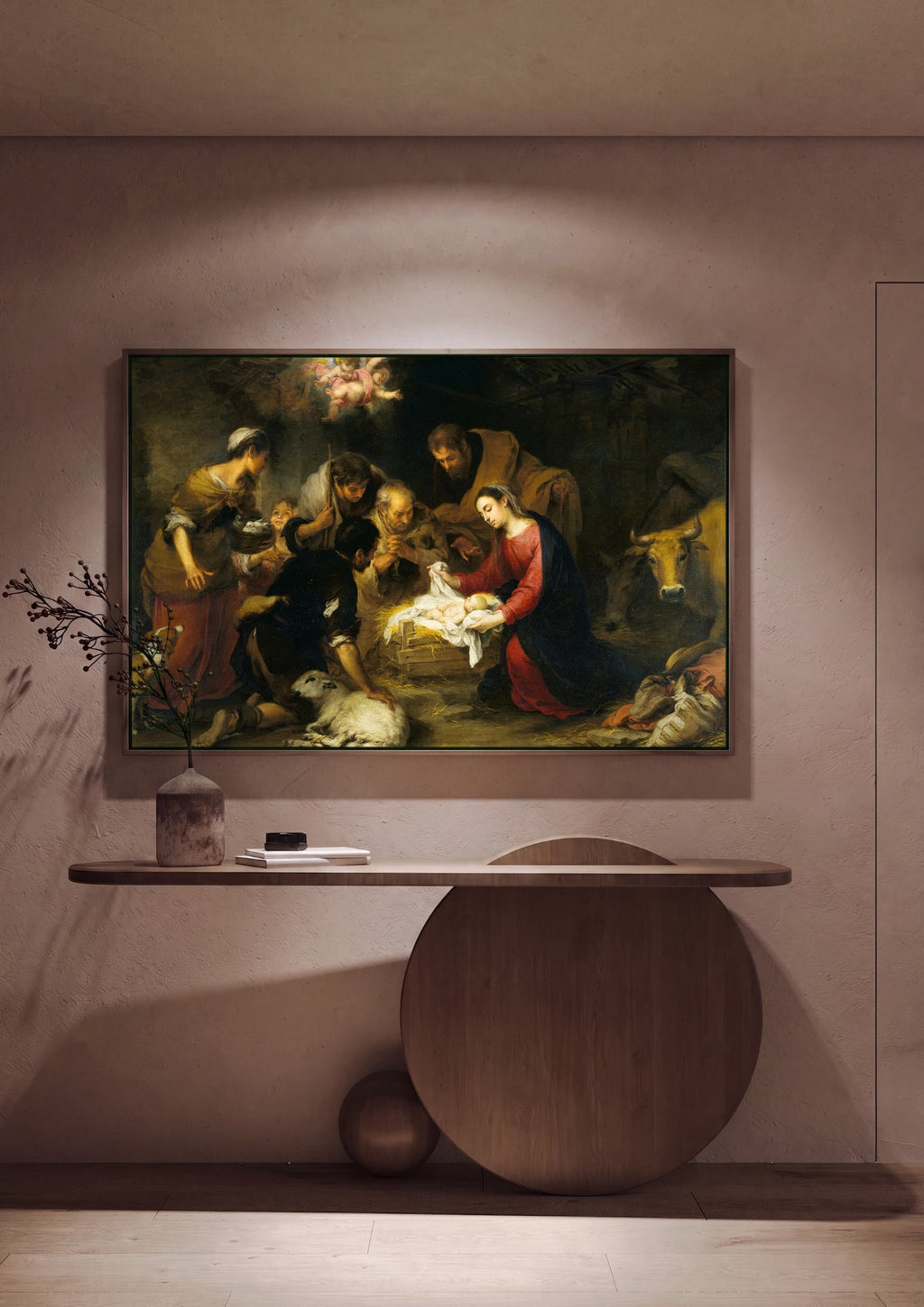 Quadro Decorativo A Adoração dos Pastores – Murillo em ambiente decorado