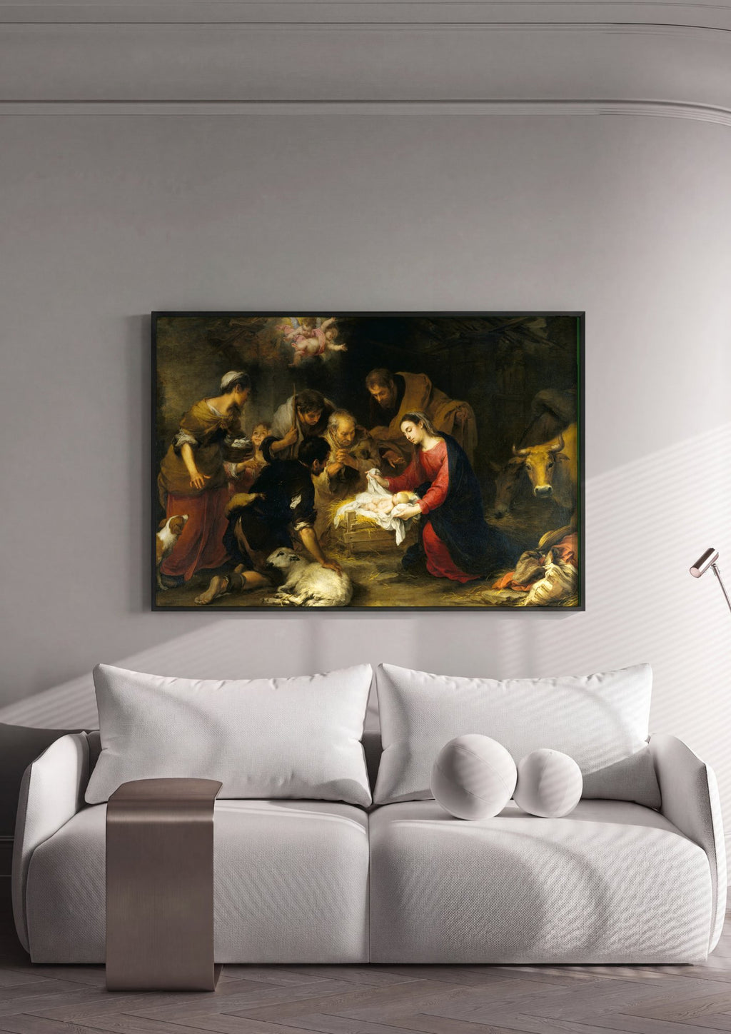Quadro Decorativo A Adoração dos Pastores – Murillo em ambiente decorado