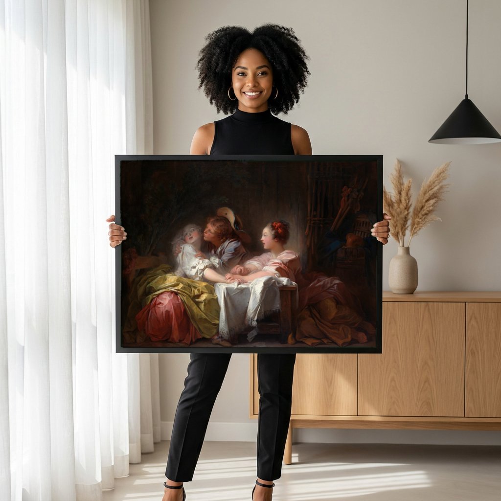 Quadro Decorativo O Concerto - Jean Honoré Fragonard com modelo em ambiente