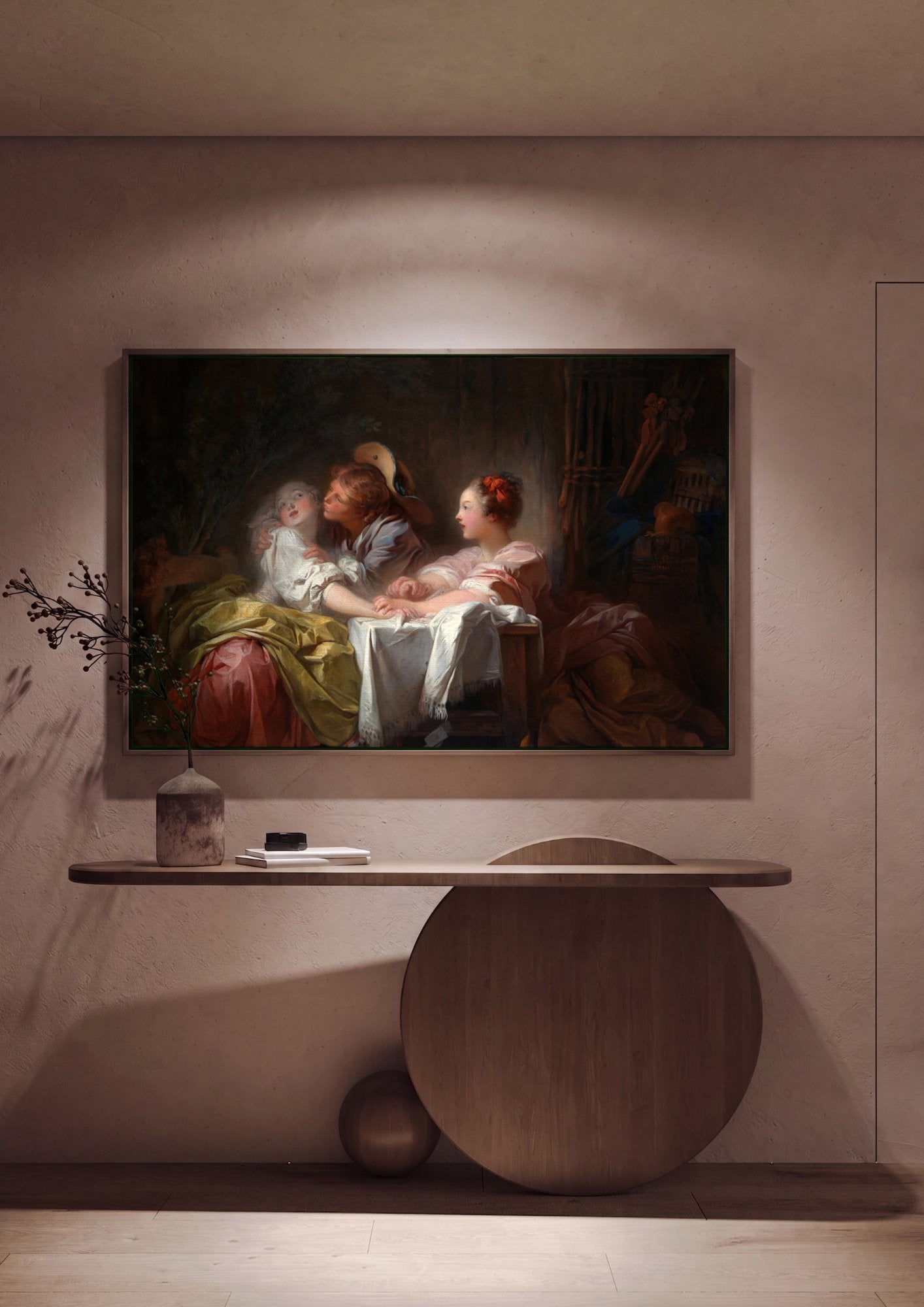 Quadro Decorativo O Concerto - Jean Honoré Fragonard em ambiente decorado