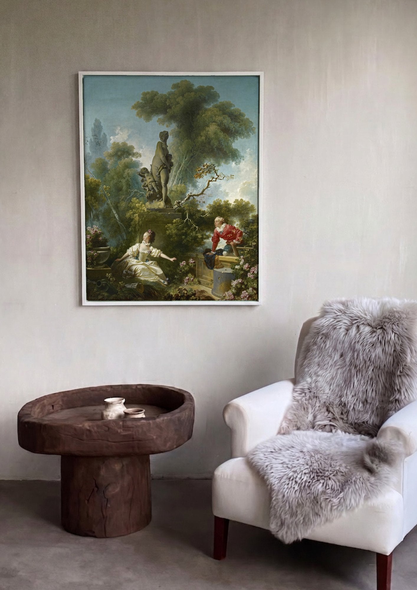 Quadro Decorativo O Balanço - Jean Honoré Fragonard em ambiente decorado
