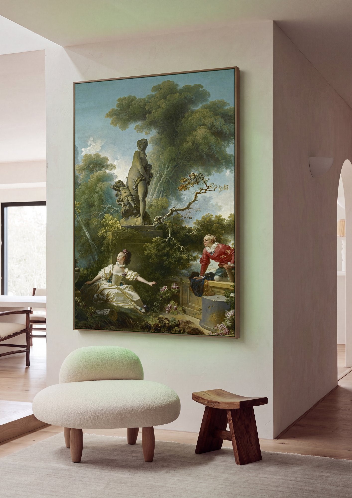 Quadro Decorativo O Balanço - Jean Honoré Fragonard em ambiente decorado