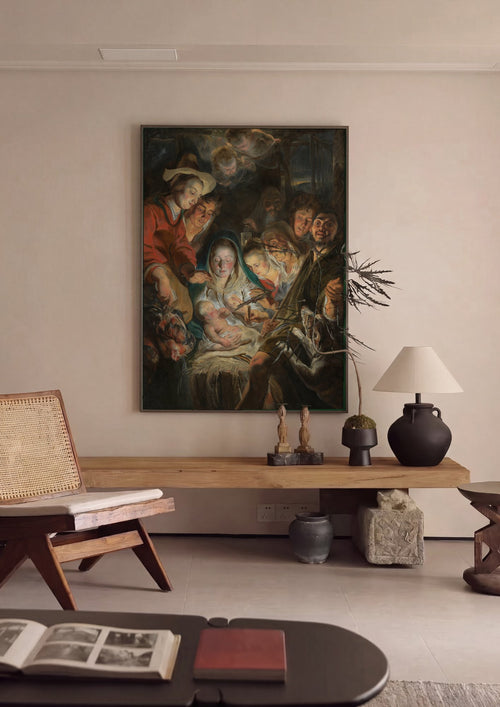 Quadro Decorativo A Adoração dos Pastores - Jacob Jordaens em ambiente decorado