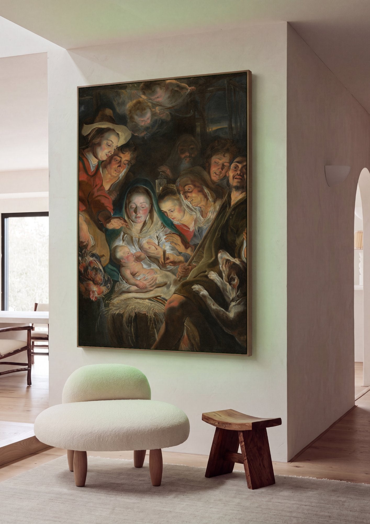 Quadro Decorativo A Adoração dos Pastores - Jacob Jordaens em ambiente decorado