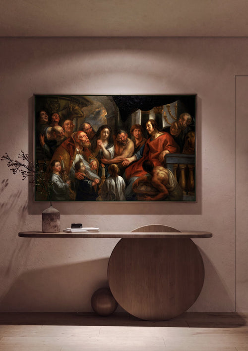 Quadro Decorativo A Adoração dos Pastores - Jacob Jordaens em ambiente decorado