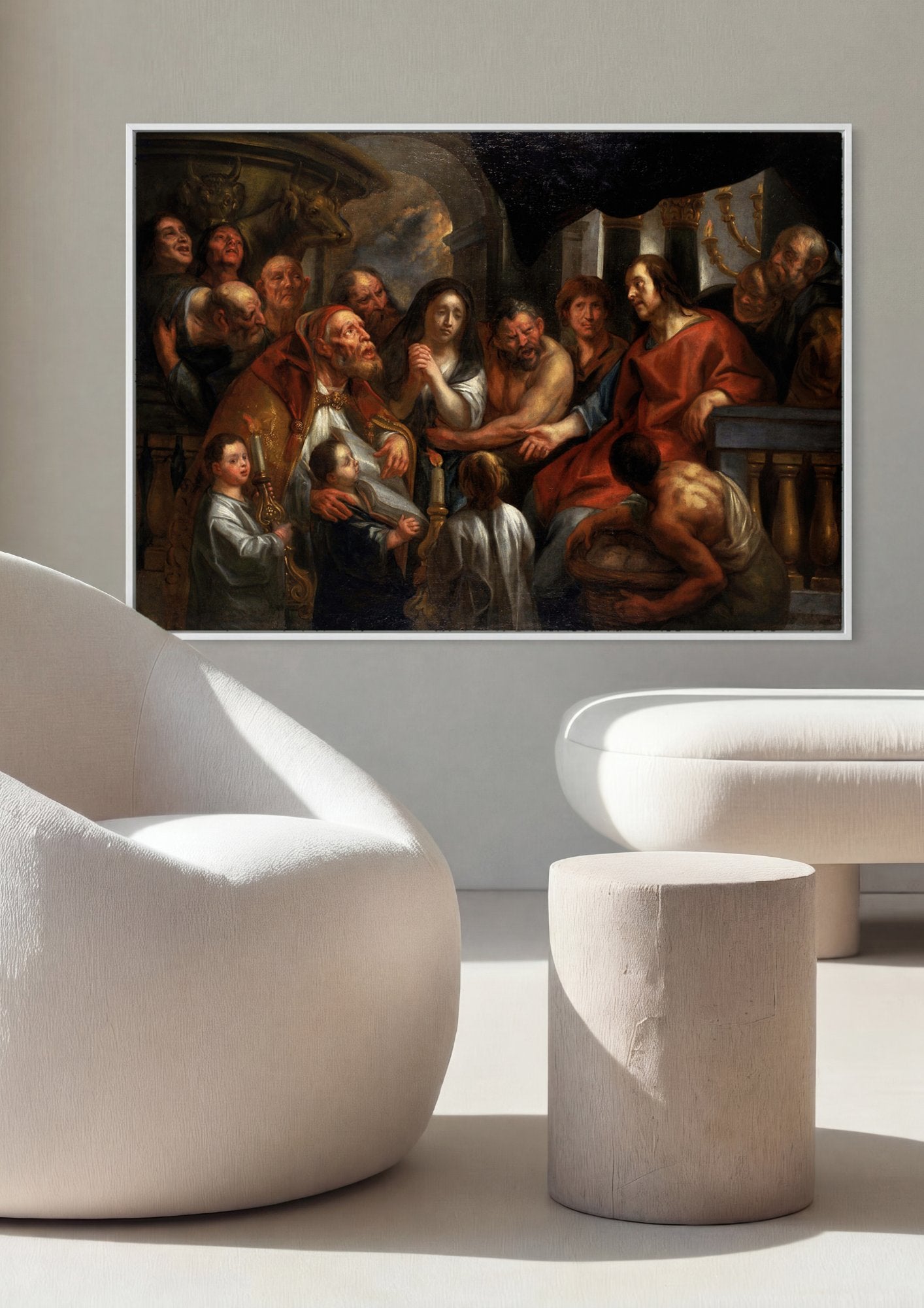 Quadro Decorativo A Adoração dos Pastores - Jacob Jordaens em ambiente decorado