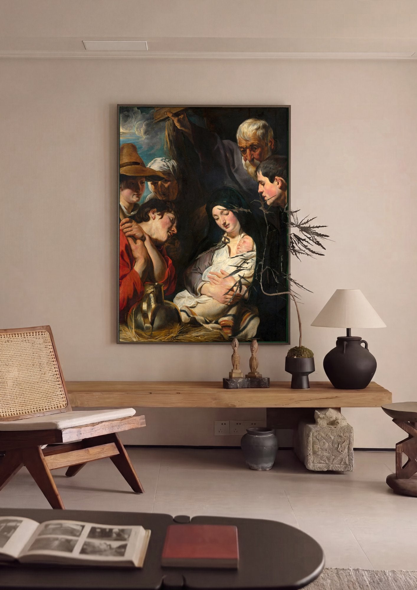 Quadro Decorativo A Adoração dos Pastores - Jacob Jordaens em ambiente decorado