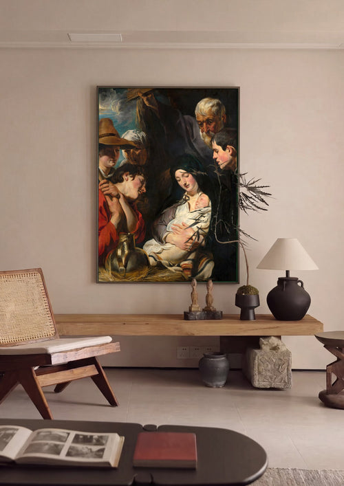 Quadro Decorativo A Adoração dos Pastores - Jacob Jordaens em ambiente decorado