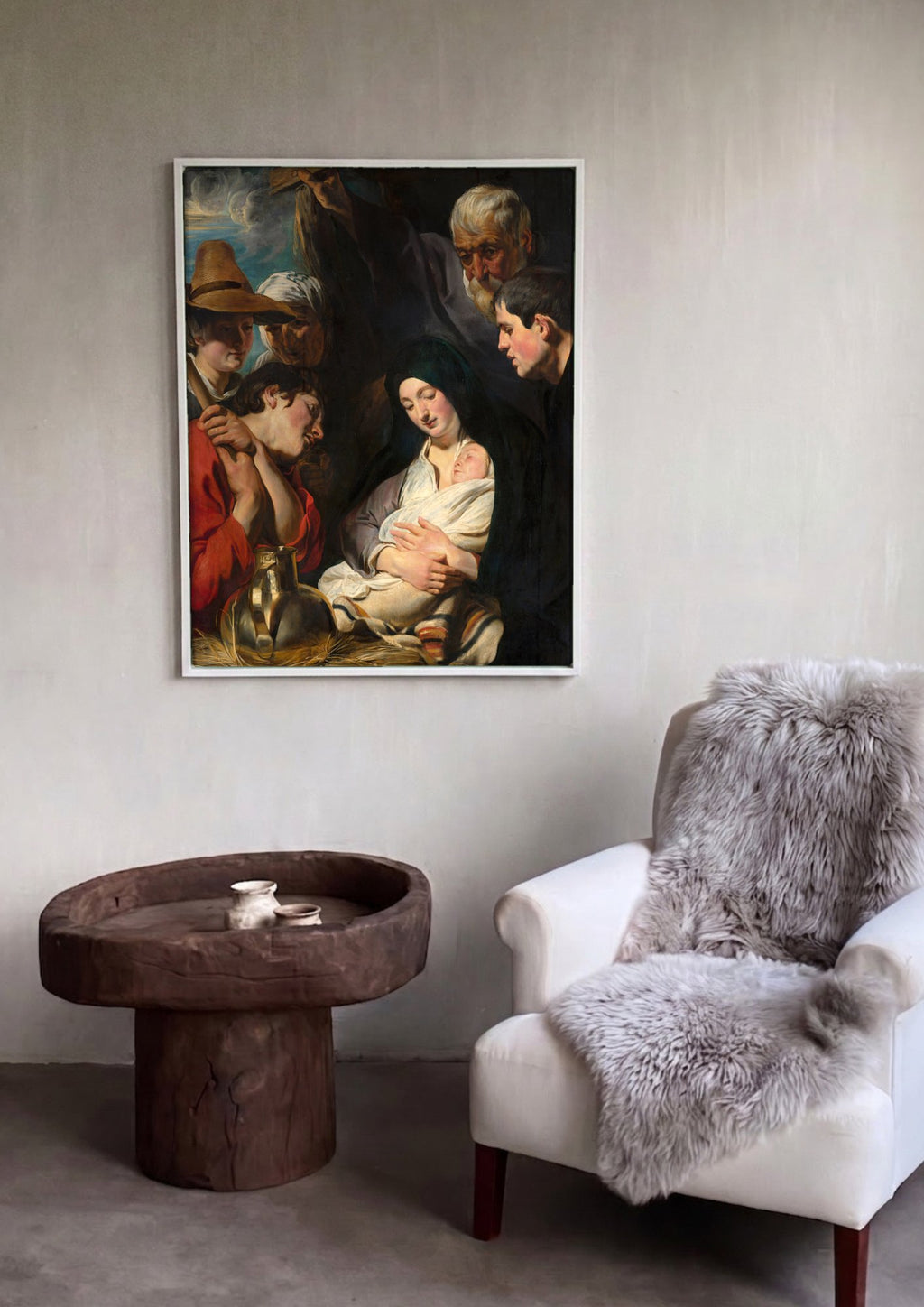 Quadro Decorativo A Adoração dos Pastores - Jacob Jordaens em ambiente decorado