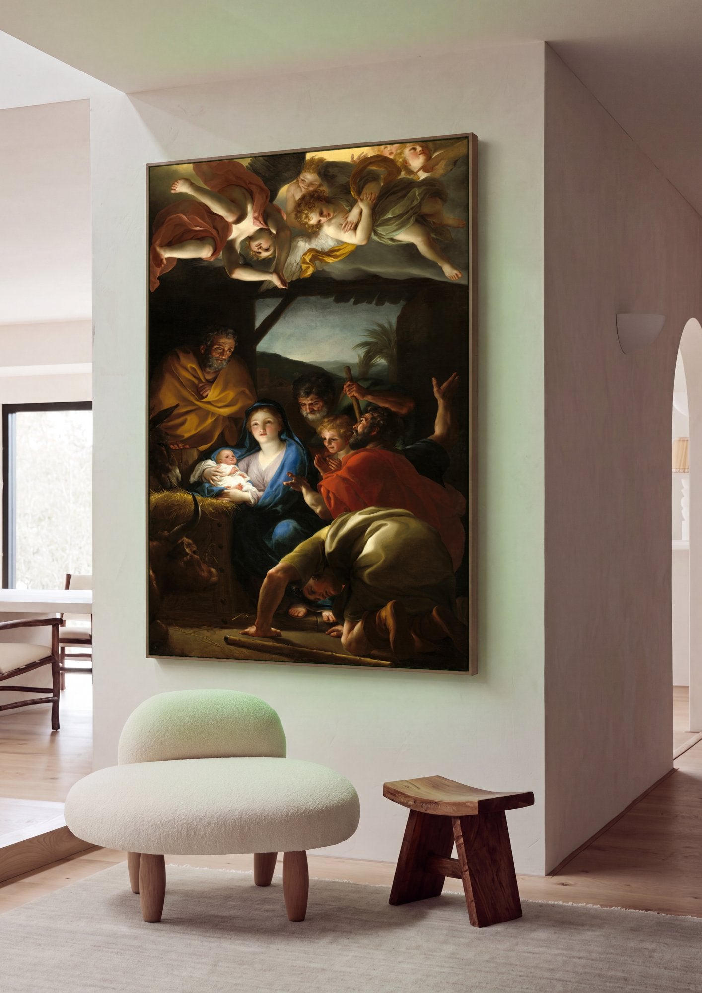 Quadro Decorativo A Adoração dos Pastores - Anton Raphael Mengs em ambiente decorado