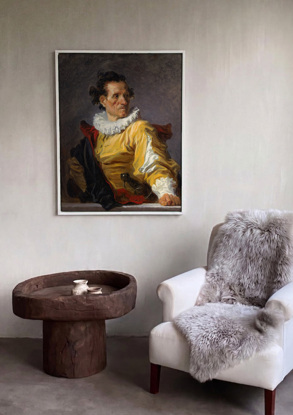 Quadro Decorativo O Ator de Jean Honoré Fragonard em ambiente decorado