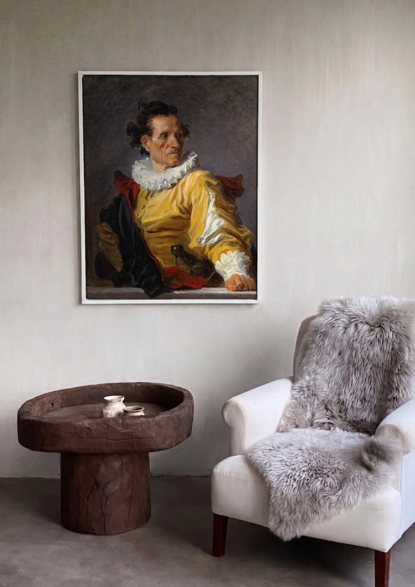Quadro Decorativo O Ator de Jean Honoré Fragonard em ambiente decorado