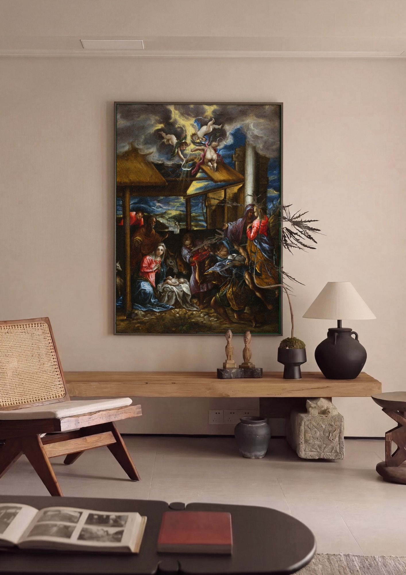 Quadro Decorativo A Adoração dos Pastores - El Greco em ambiente decorado