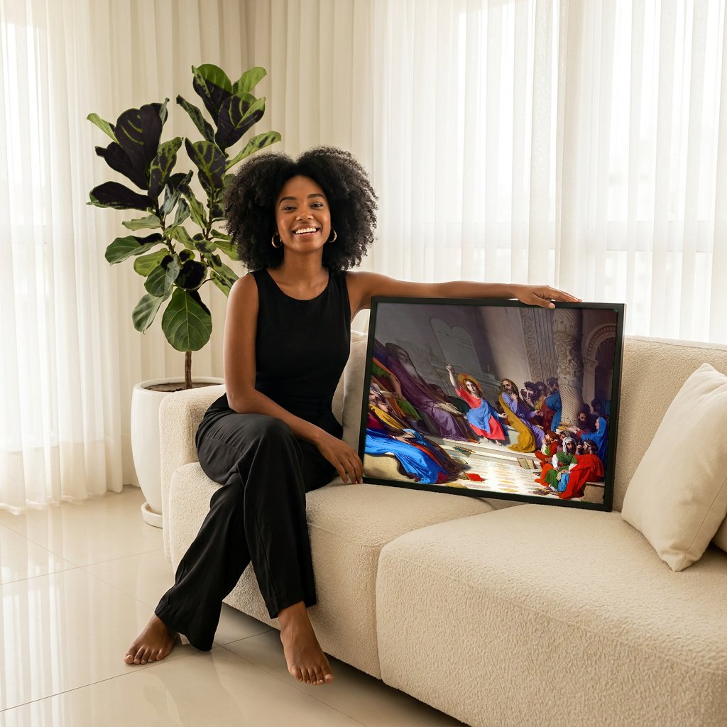 Quadro Decorativo Jesus entre os Doutores - Ingres com modelo em ambiente