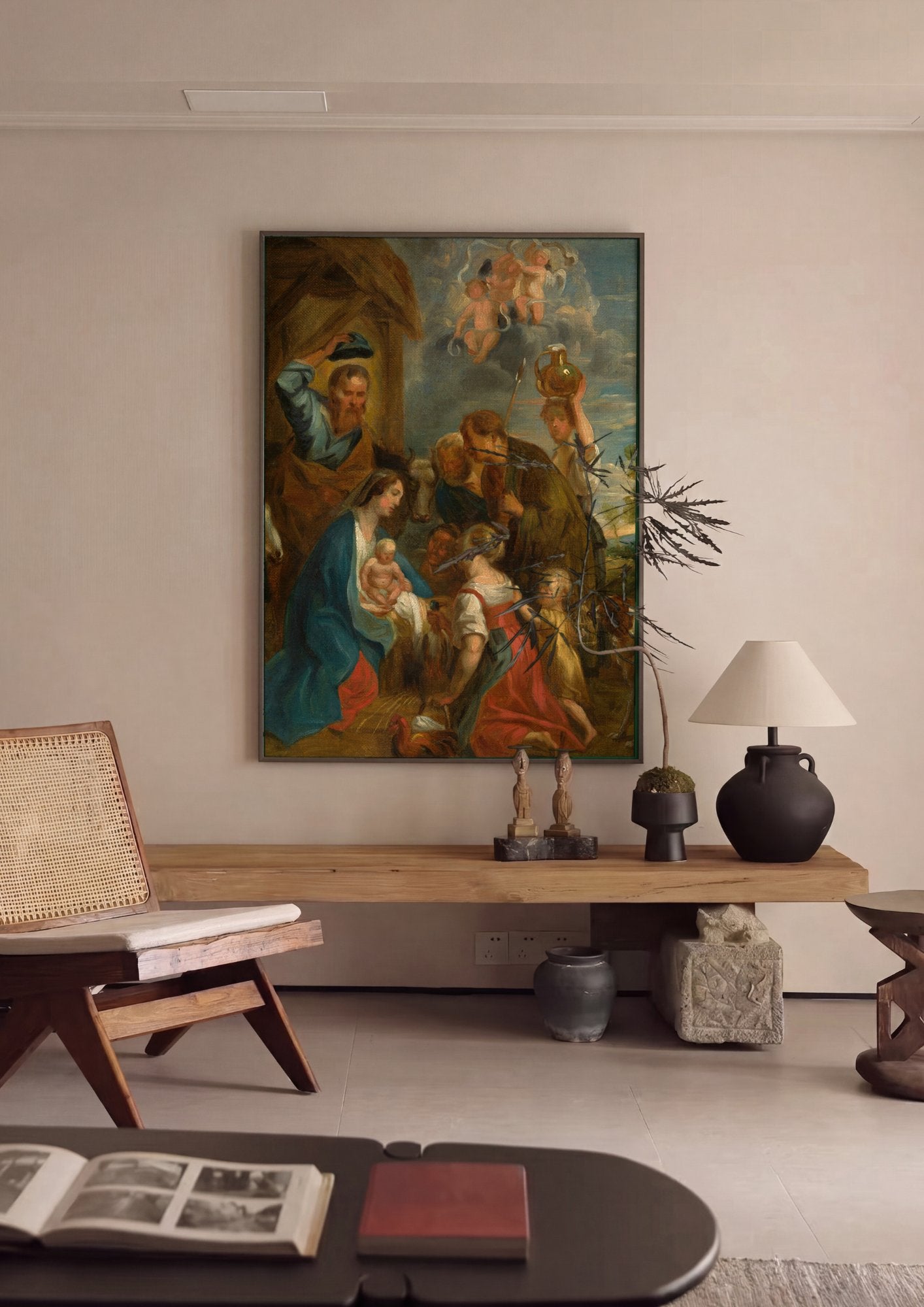 Quadro Decorativo A Adoração dos Pastores - Jacob Jordaens em ambiente decorado