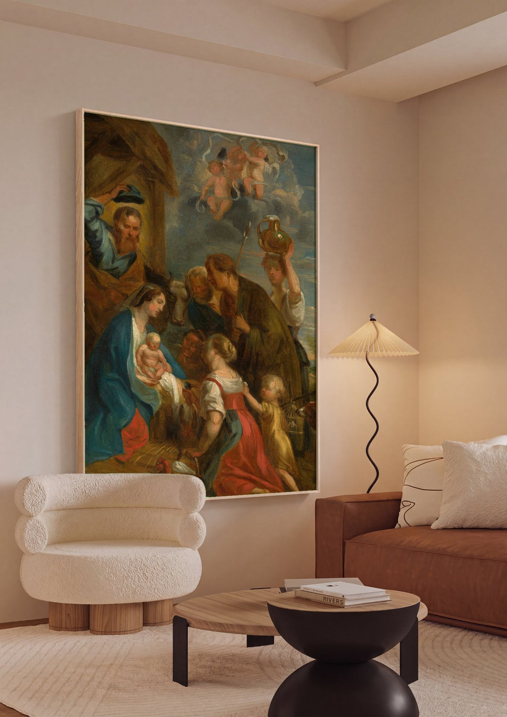 Quadro Decorativo A Adoração dos Pastores - Jacob Jordaens em ambiente decorado