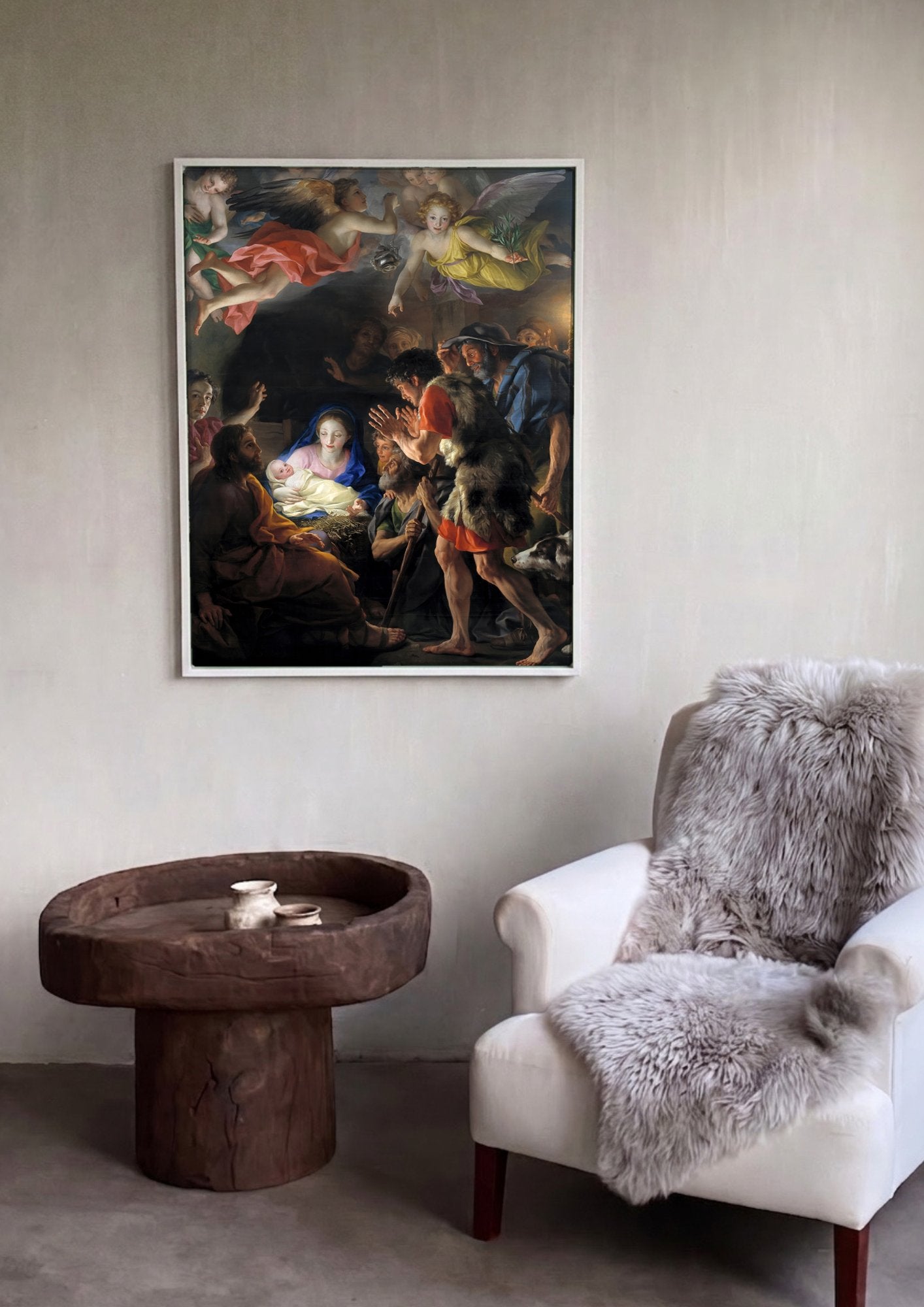 Quadro Decorativo A Adoração dos Pastores - Anton Raphael Mengs em ambiente decorado
